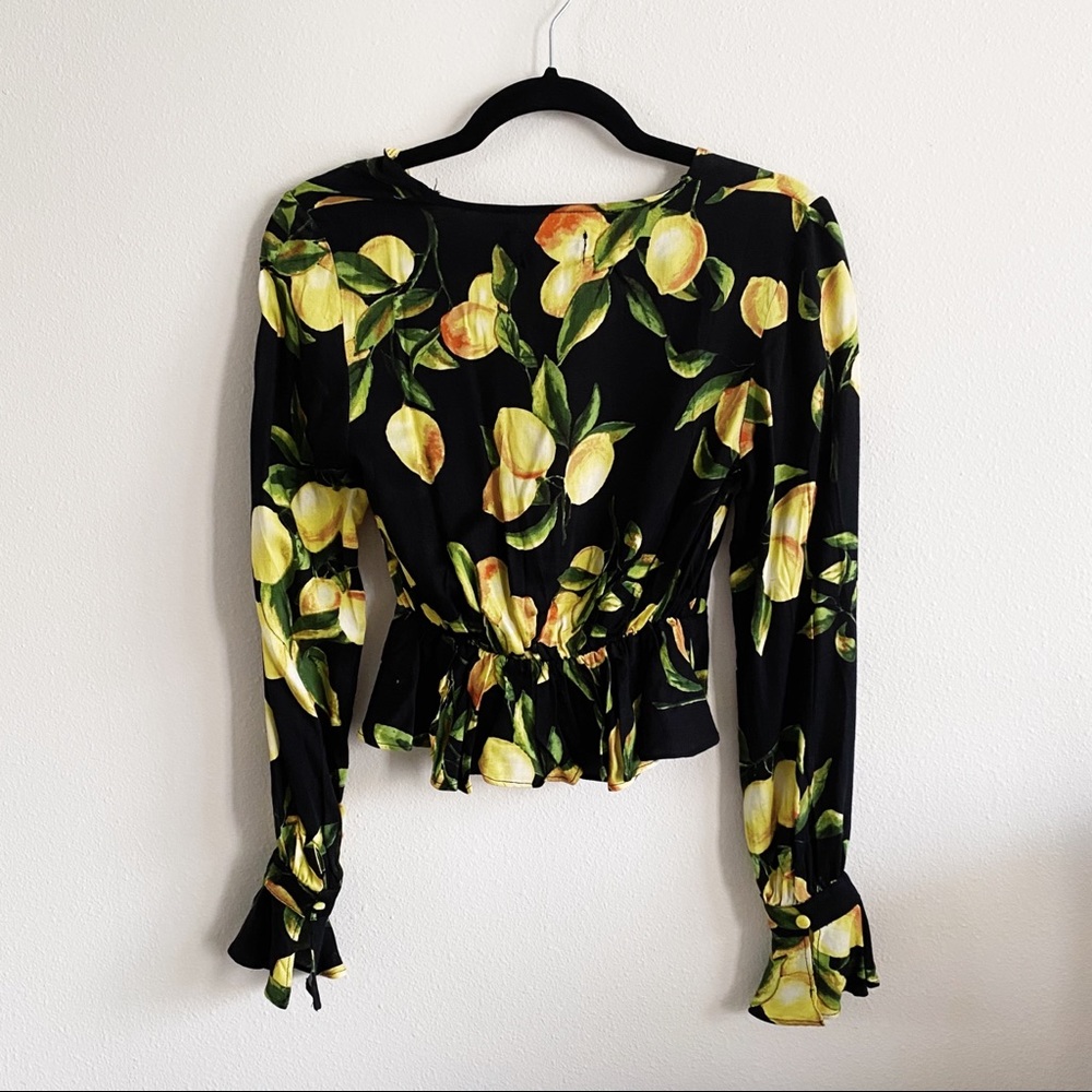 Honey Punch • Lemon Print Blouse - Picture 4 of 4